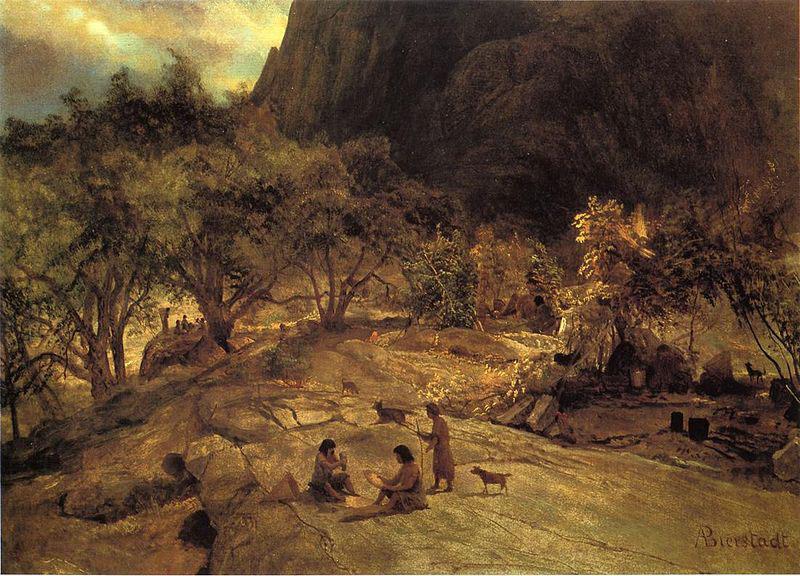 Albert Bierstadt Mariposa Indian Encampment, Yosemite Valley, California